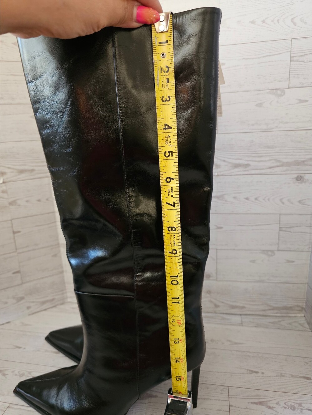 NWT Zara Women's Black Real Leather Knee High Boots - Pointed Toe Stiletto Heel - Picture 11 of 12